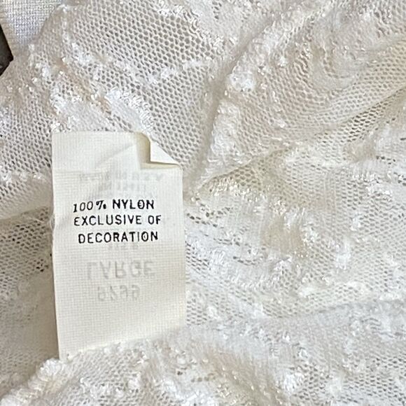 Vintage Cinema Etoile Long White Stretch Lace Bodice Nightgown Nylon Size Large - Picture 6 of 12